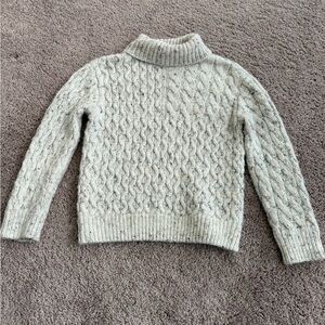 Zara light grey marled cable-knit turtleneck sweater 8-9